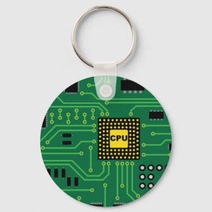 Computer Nerd Circuit Board CPU Keychain