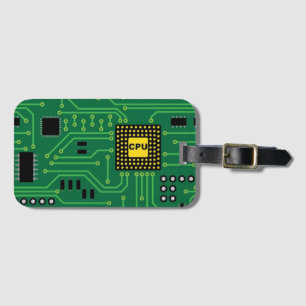Computer Nerd Circuit Board CPU Luggage Tag
