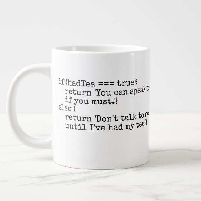 Computer nerd IT tech geek humour tea Large Coffee Mug (Left)