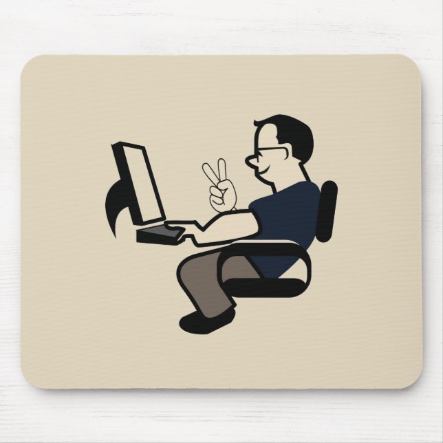 Computer Nerd Peace Sign Mouse Pad (Front)