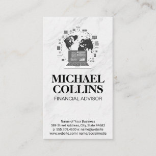 Computer Network Data Analyst World Map Business Card