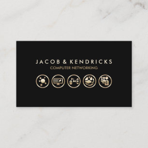 Computer Networking Gold Icons  Business Card