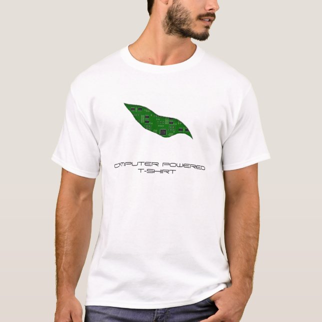 "COMPUTER POWERED T-SHIRT" circuit board and rip T-Shirt (Front)