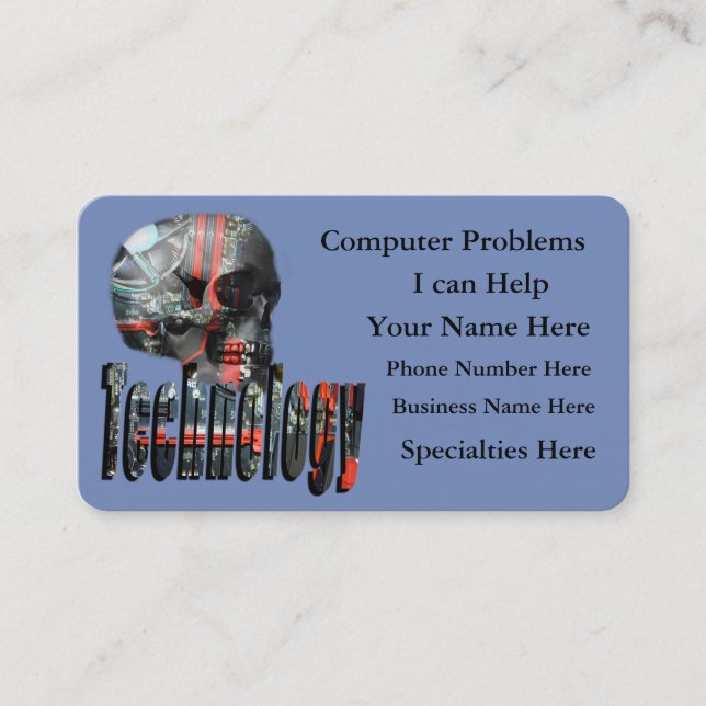 Computer Problems Blue Logo Business Cards (Front)