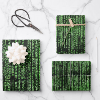 Computer Program Matrix Data  Pattern Theme Wrapping Paper Sheet