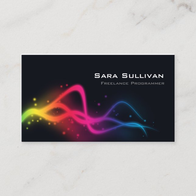 Computer Programmer Colourful Light Glow Business Card (Front)