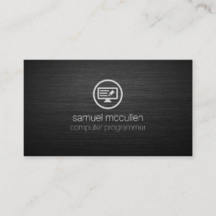 Computer Programmer Computer Code Brushed Metal Business Card
