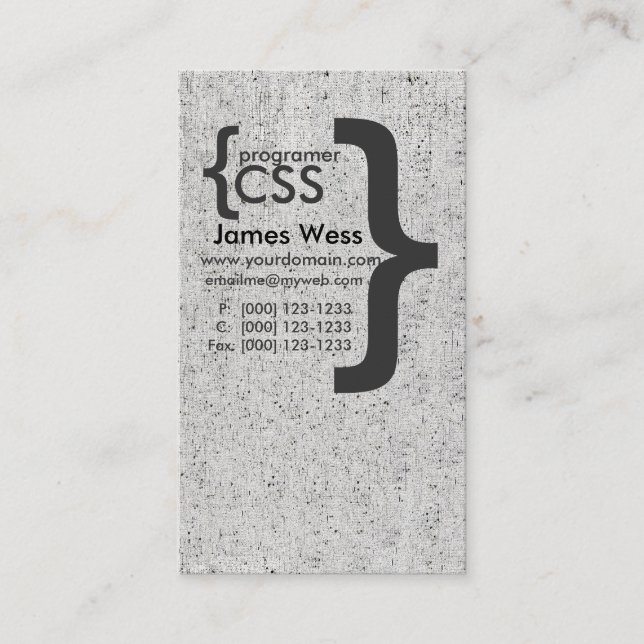 Computer Programmer  Geek Web Designer Computer Business Card (Front)