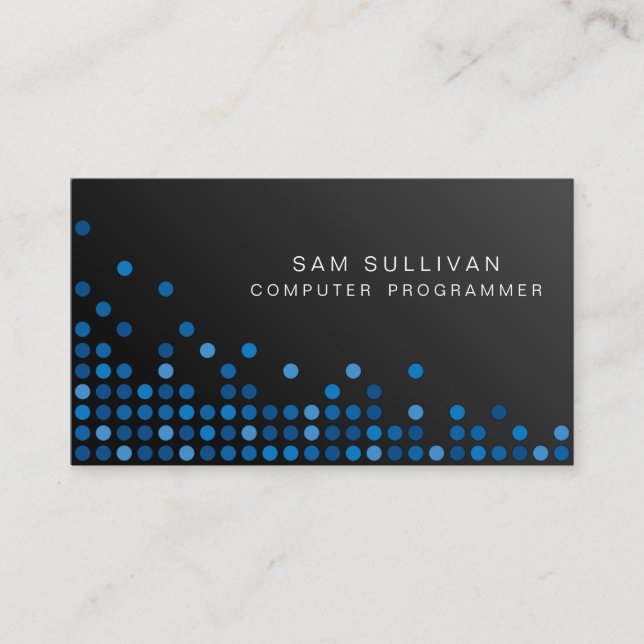 Computer Programmer IT Skills Abstract Blue Dots Business Card (Front)