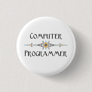 Computer Programmer Line 1 Inch Round Button