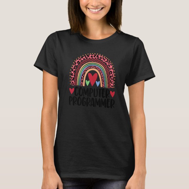 Computer Programmer Rainbow  Men Leopard Rainbow L T-Shirt (Front)