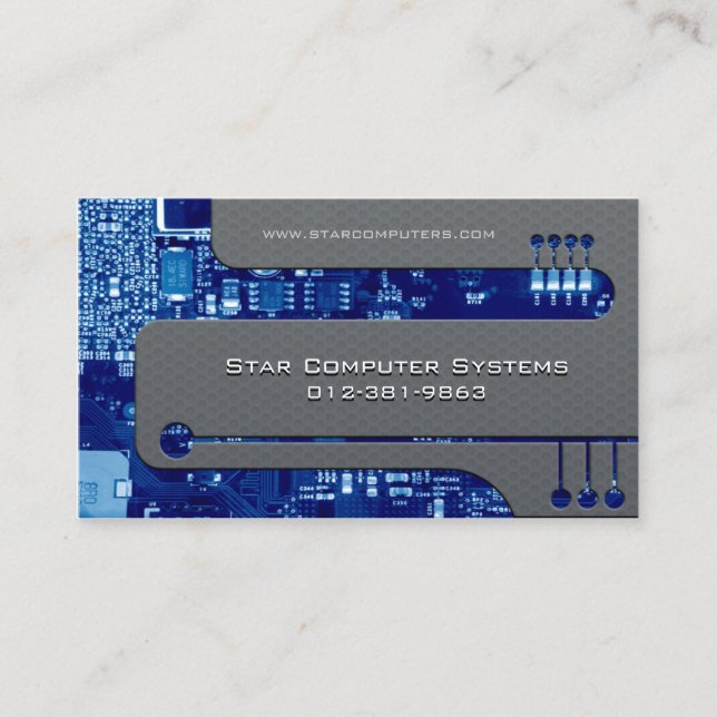 Computer Programmer Technical Circuits Cutaway Business Card (Front)
