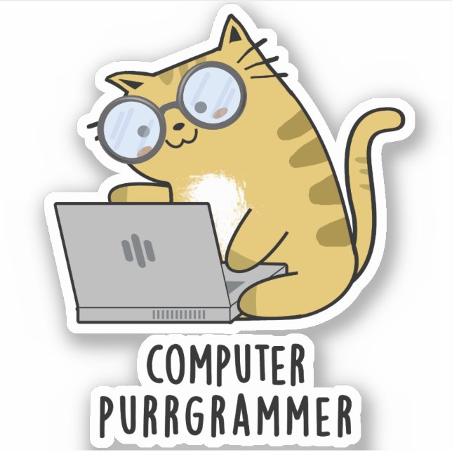Computer Purr-grammer Funny Cat Pun  (Front)