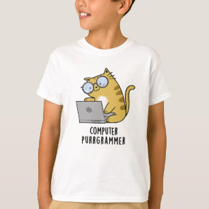 Computer Purr-grammer Funny Cat Pun T-Shirt