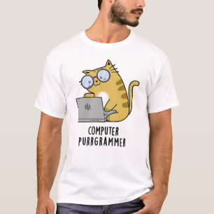 Computer Purr-grammer Funny Cat Pun  T-Shirt
