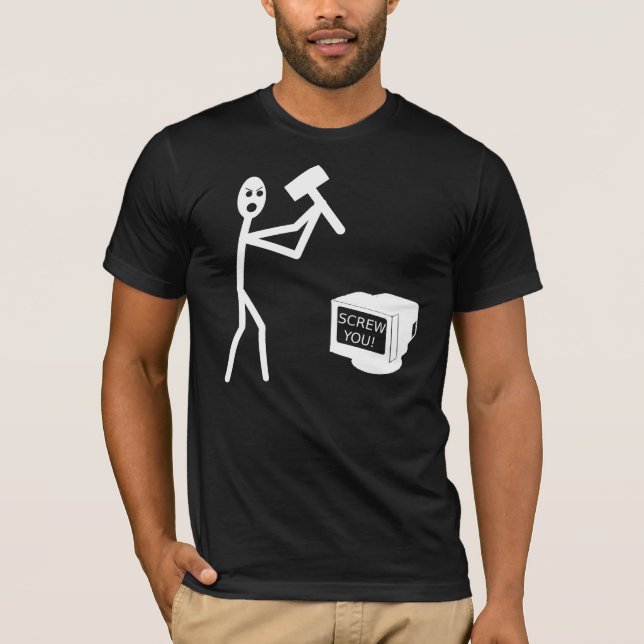 Computer Rage, White T-Shirt (Front)
