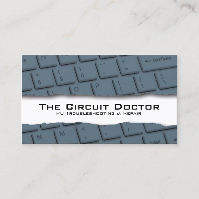 Computer Repair Business Card Keyboard Tearaway (Front)