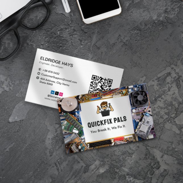 Computer Repair Business | Sparepart White Business Card (Creator Uploaded)