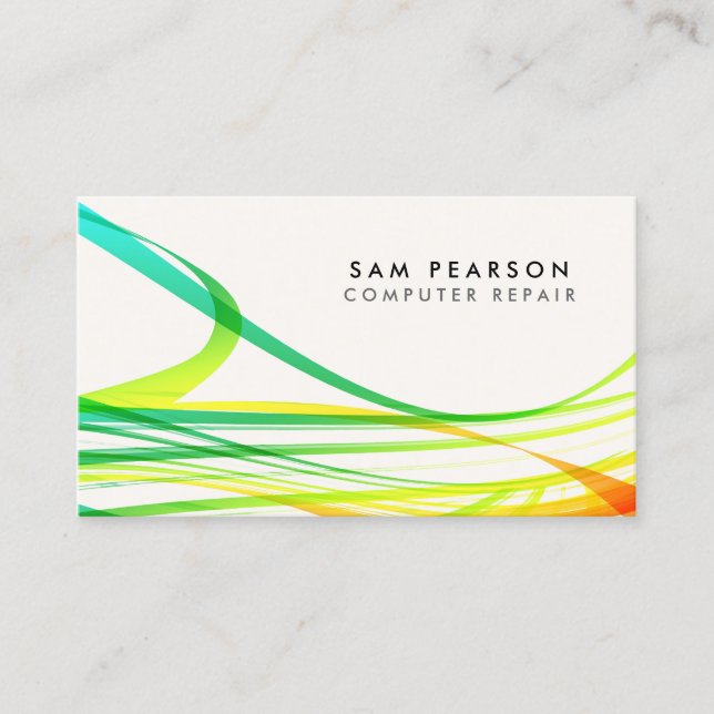Computer Repair Colourful Abstract FlowingStreamer Business Card (Front)