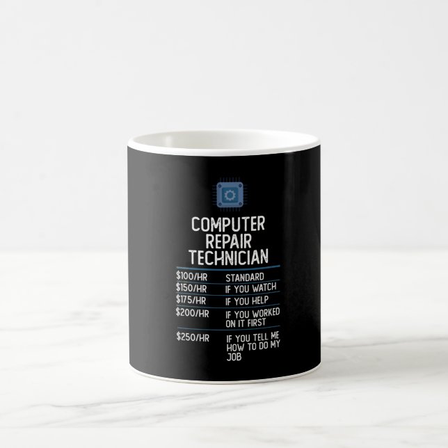 computer repair technician funny gift present idea coffee mug (Center)