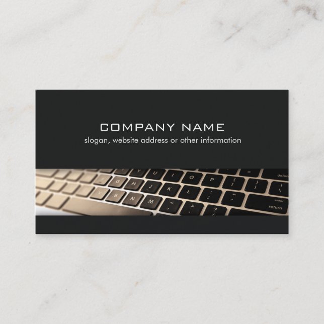 Computer Repair Technician Keyboard Black Business Card (Front)