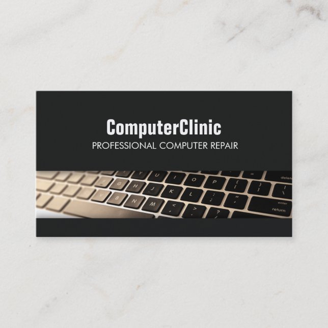 Computer Repair Technician Keyboard Black PC Business Card (Front)
