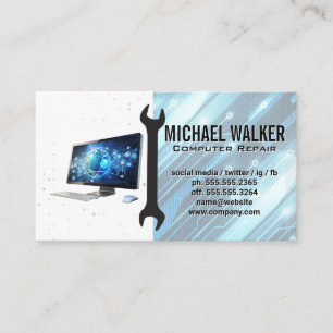 Computer Repair Technician Wrench Business Card