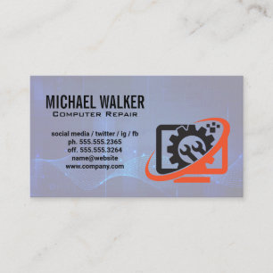 Computer Repair Wrench Engineer Business Card