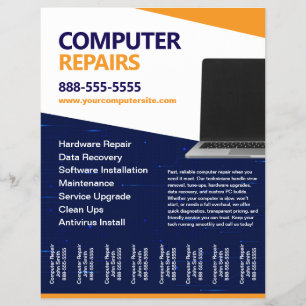 Computer Repairs with Tear Offs Flyer Template