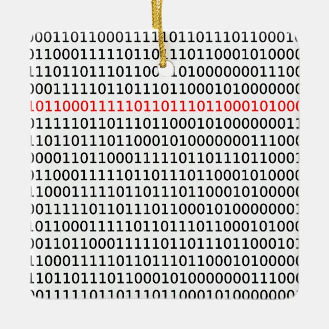 Computer Science Binary Code Black Red Christmas Ceramic Ornament (Front)