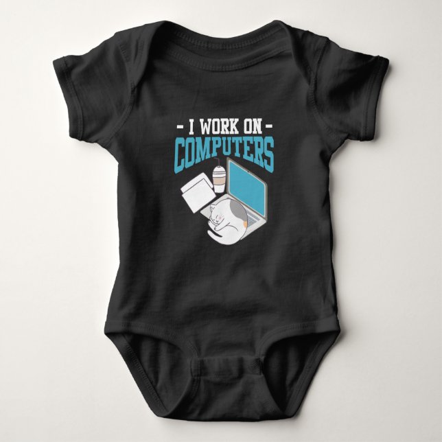 Computer Science Cat Gaming Nerd Kitten Programmer Baby Bodysuit (Front)