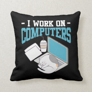Computer Science Cat Gaming Nerd Kitten Programmer Throw Pillow