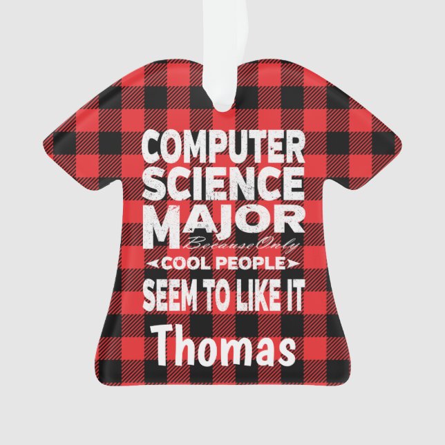 Computer Science College Major People Red Plaid Ornament (Front)