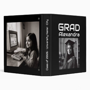 Computer Science Graduate Photo Album Black White Binder