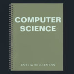 Computer Science Personalized School Olive Graph Notebook<br><div class="desc">Computer Science | Personalized School Graph Paper Olive Green Notebook</div>