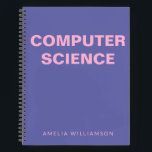 Computer Science Personalized School Purple Graph Notebook<br><div class="desc">Stay organized and stylish with this Customizable Computer Science Notebook, featuring a bold and modern design in purple with pink typography. Perfect for students, professionals, or anyone passionate about computer science, this notebook is fully customizable—change the text to match your name, subject, or purpose. The inside pages are available in...</div>