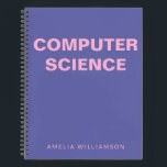 Computer Science Personalized School Purple Graph Notebook<br><div class="desc">Stay organized and stylish with this Customizable Computer Science Notebook, featuring a bold and modern design in purple with pink typography. Perfect for students, professionals, or anyone passionate about computer science, this notebook is fully customizable—change the text to match your name, subject, or purpose. The inside pages are available in...</div>