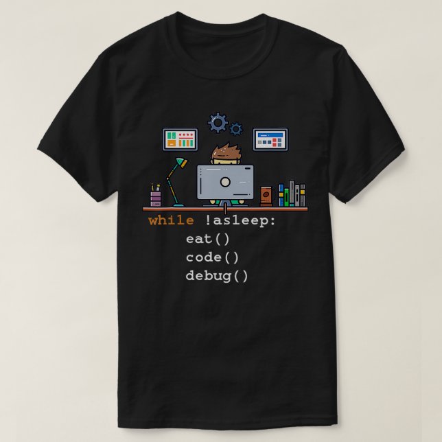 Computer Science Python Programmer Eat Code Debug  T-Shirt (Design Front)