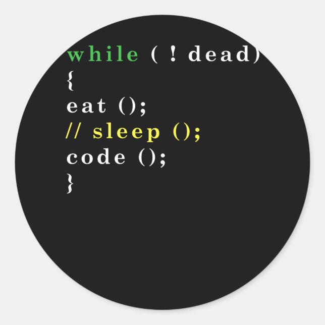 Computer Science Python Programmer Eat Code Sleep Classic Round Sticker (Front)