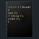 Computer Science Python Programmer Eat Code Sleep Notebook<br><div class="desc">Know someone who would love this tee? Buy it for them as a gift. Perfect to be worn at hackathons,  at a software development job,  or at a home office.</div>