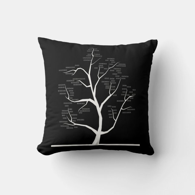 Computer Science Teacher binary code Tree Throw Pillow (Front)