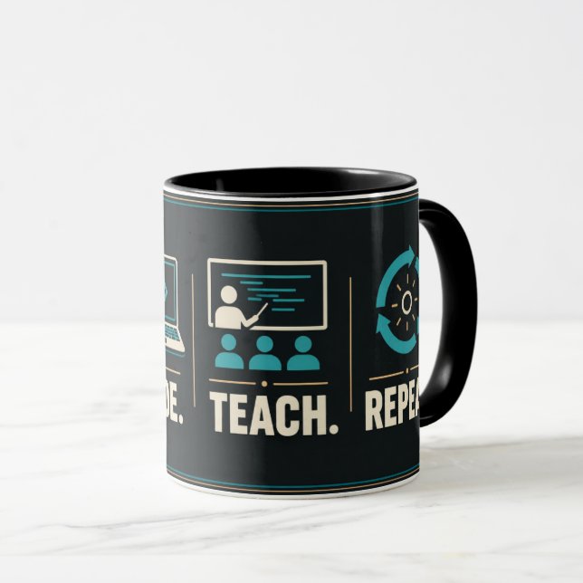 Computer Science Teacher Mug Eat Code Teach Repeat (Front Right)