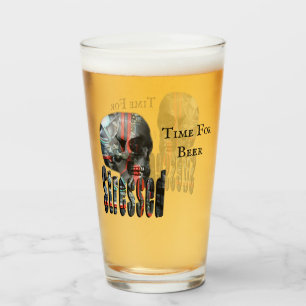 Computer Stressed Skull Beer Time, Glass