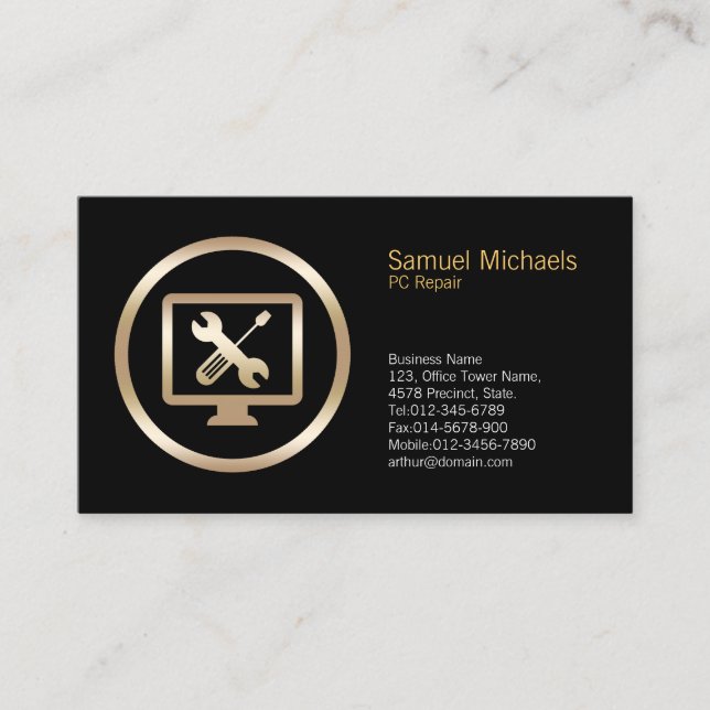 Computer Tools Icon PC Repair Business Card (Front)