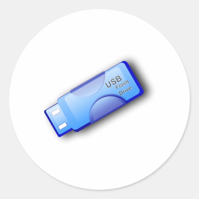 Computer USB Flash Drive Classic Round Sticker (Front)