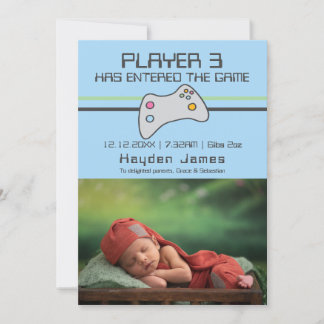 Computer Video Game Player Has Entered New Baby Invitation