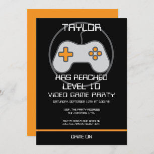 Computer Video Game Player Leveling Up Birthday Invitation
