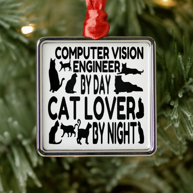 Computer Vision Engineer Loves Cats Metal Ornament (Tree)