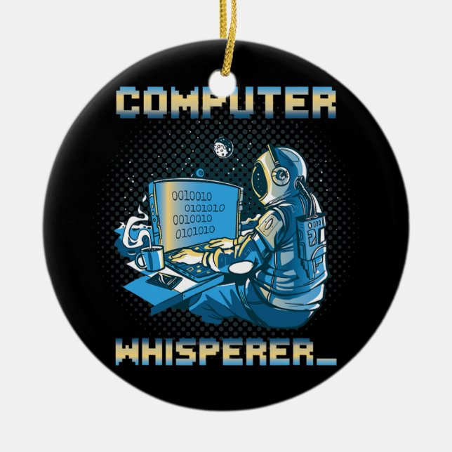 Computer Whisperer Programmer Binary Coding Ceramic Ornament (Front)