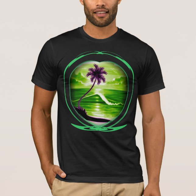 Computerized Digital Airbrushed Beach Scene T-Shirt (Front)